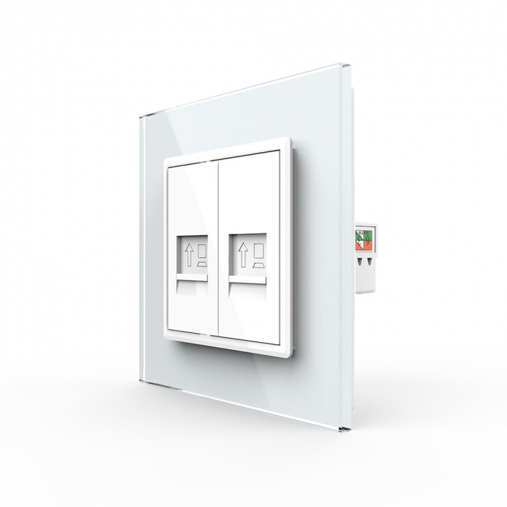 Розетка интернет двойная RJ-45 кат.6 Livolo, 1 пост, цвет белый