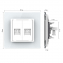 Розетка телефонная RJ-11 кат.3 и интернет RJ-45 кат.6 Livolo, 1 пост, цвет белый