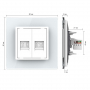 Розетка телефонная RJ-11 кат.3 и интернет RJ-45 кат.6 Livolo, 1 пост, цвет белый