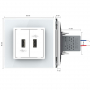 Розетка с двумя USB type-A, блоком питания 5В 2.1А Livolo, 1 пост, цвет белый
