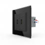 Розетка с двумя USB type-A, блоком питания 5В 2.1А Livolo, 1 пост, цвет черный