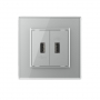 Розетка с двумя USB type-A, блоком питания 5В 2.1А Livolo, 1 пост, цвет серый