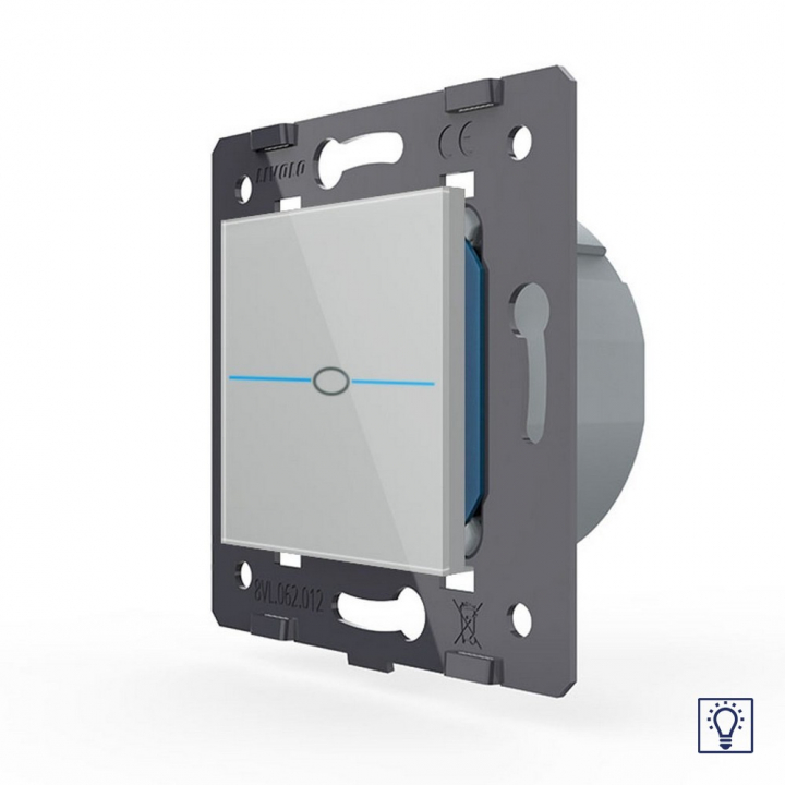 Одноклавишный сенсорный диммер Livolo Quadro, цвет серый (механизм)