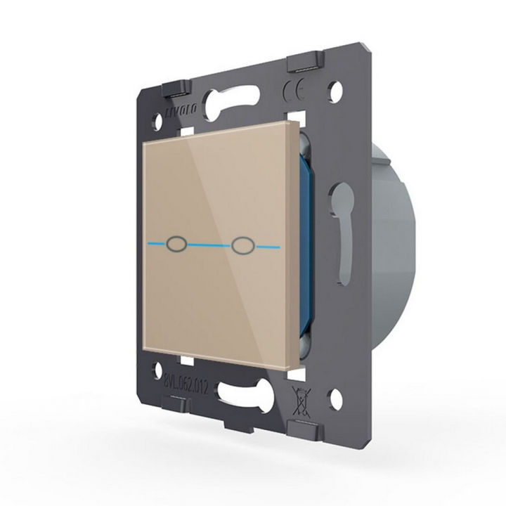 Двухклавишный сенсорный выключатель Livolo Quadro, цвет золотой (механизм)