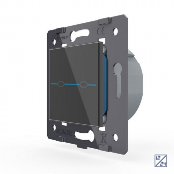 Двухклавишный сенсорный выключатель Livolo Quadro 12/24В, цвет черный (механизм)