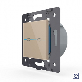 Двухклавишная сенсорная кнопка Livolo Quadro, цвет золотой (механизм)