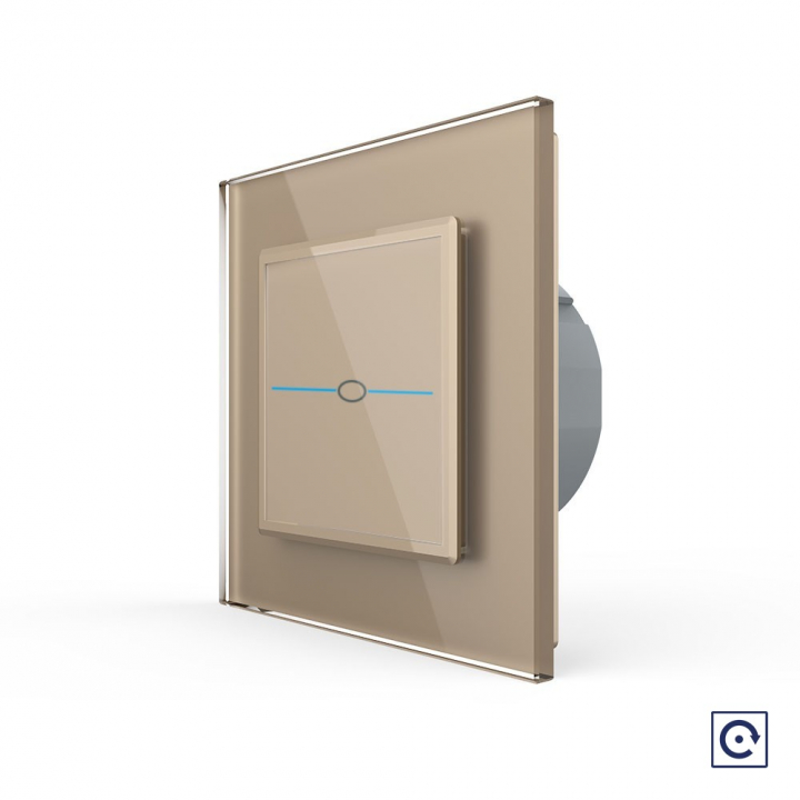 Одноклавишная сенсорная кнопка Livolo Quadro, 1 пост, цвет золотой