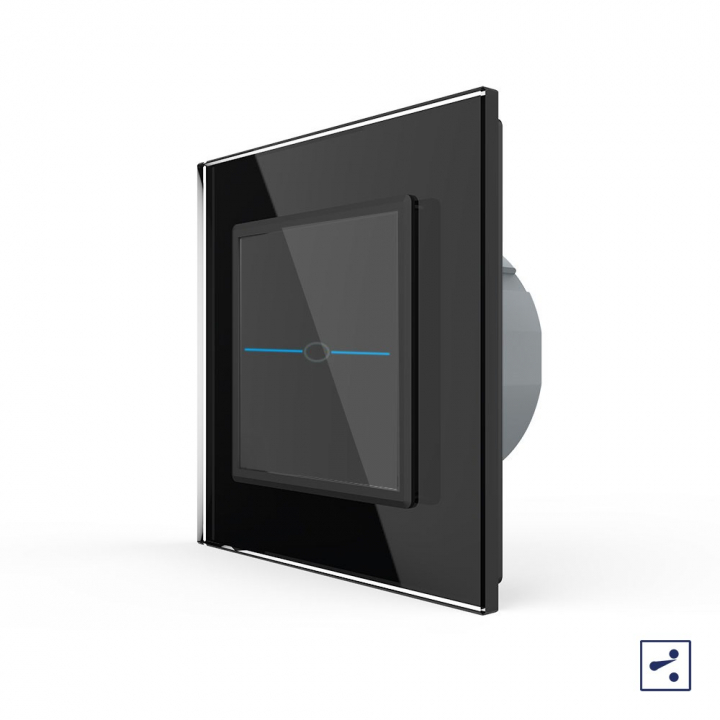 Одноклавишный проходной/перекрестный сенсорный выключатель Livolo Quadro, 1 пост, цвет черный