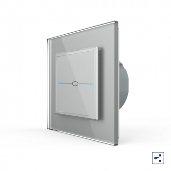 Одноклавишный проходной/перекрестный сенсорный выключатель Livolo Quadro, 1 пост, цвет серый