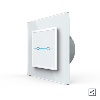 Двухклавишный проходной/перекрестный сенсорный выключатель Livolo Quadro, 1 пост, цвет белый