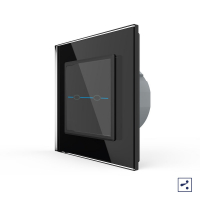 Двухклавишный проходной/перекрестный сенсорный выключатель Livolo Quadro, 1 пост, цвет черный