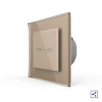 Двухклавишный проходной/перекрестный сенсорный выключатель Livolo Quadro, 1 пост, цвет золотой