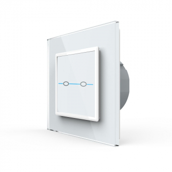 Двухклавишный сенсорный выключатель Livolo Quadro, 1 пост, цвет белый