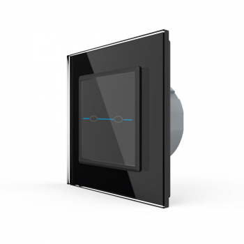 Двухклавишный сенсорный выключатель Livolo Quadro, 1 пост, цвет черный