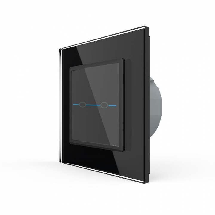 Двухклавишный сенсорный выключатель Livolo Quadro, 1 пост, цвет черный
