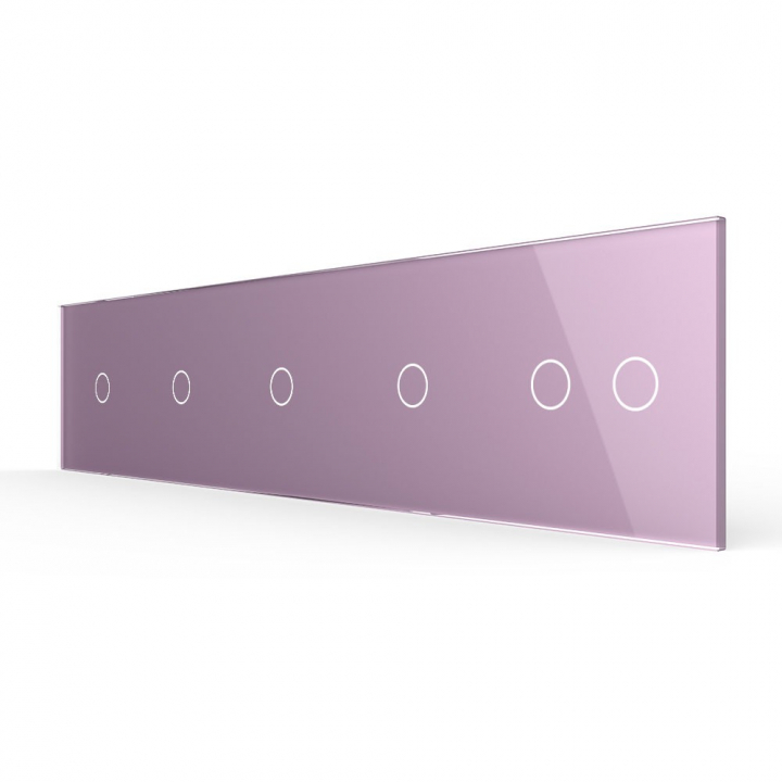 Панель для пяти сенсорных выключателей Livolo, 6 клавиш (1+1+1+1+2), цвет розовый, стекло