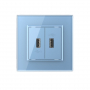 Розетка с двумя USB type-A, блоком питания 5В 2.1А Livolo, 1 пост, цвет синий