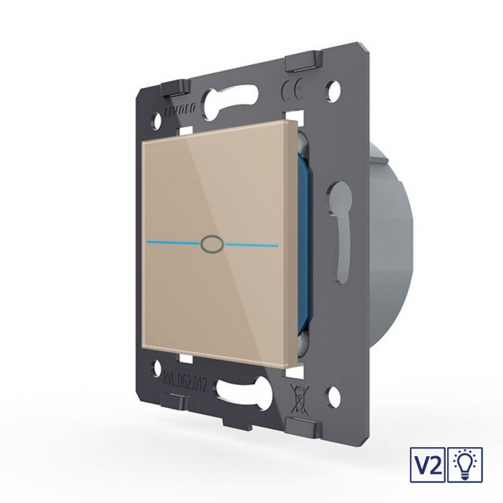 Одноклавишный сенсорный диммер Livolo Quadro версия 2, цвет золотой (механизм)
