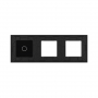 Панель для двух розеток и сенсорного выключателя Livolo, 1 клавиша, цвет черный, стекло