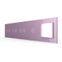Панель для 4-х сенсорных выключателей и розетки Livolo, 7 клавиш (2+2+2+1), цвет розовый, стекло