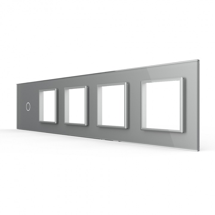 Панель для сенсорного выключателя и 4-х розеток Livolo, 1 клавиша, цвет серый, стекло