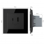 Розетка USB type-C и USB type-A, блоком питания 36W Livolo, 1 пост, цвет черный