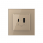 Розетка USB type-C и USB type-A, блоком питания 36W Livolo, 1 пост, цвет золотой