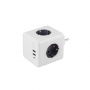 Разветвитель Cube Original 4 Euro 16A, 3 USB 2A+C с блоком 5В/3.0А RocketSocket, цвет белый-серый