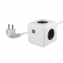 Удлинитель Cube Extended 4 Euro 16A, 2 USB A с блоком 5В/2.1А, кабель 1,5м RocketSocket, цвет белый-серый