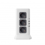 Удлинитель Tower Extended 12 Euro 16A, 4 USB 3A+C с блоком 5В/3.4А, кабель 2,0м RocketSocket, цвет белый-серый