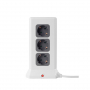 Удлинитель Tower Extended 12 Euro 16A, 4 USB 3A+C с блоком 5В/3.4А, кабель 2,0м RocketSocket, цвет белый-серый