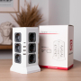 Удлинитель Tower Extended 12 Euro 16A, 4 USB 3A+C с блоком 5В/3.4А, кабель 2,0м RocketSocket, цвет белый-серый