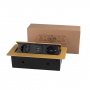 Розетка горизонтальная выдвижная 2 Euro 16A, 2 USB A с блоком 5В/2.1А RocketSocket, проводка, цвет золотой
