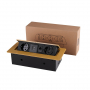 Розетка горизонтальная выдвижная 2 Euro 16A, 2 USB A с блоком 5В/2.1А, RJ45 RocketSocket, проводка, цвет золотой