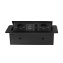 Розетка горизонтальная выдвижная 2 Euro 16A, 2 USB A с блоком 5В/2.1А, 2 RJ45 RocketSocket, проводка, цвет черный