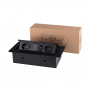 Розетка горизонтальная выдвижная 2 Euro 16A, 2 USB A с блоком 5В/2.1А, 2 RJ45 RocketSocket, проводка, цвет черный