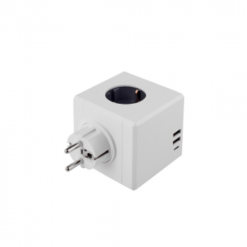 Разветвитель Cube Original Lite 3 Euro 16A, 3 USB 2A+C с блоком 5В/3.1А RocketSocket, цвет белый-серый