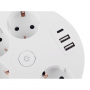 Удлинитель Power Wheel USB Extended 5 Euro 16A, 3 USB 2A+C с блоком 5В/3.4А, кабель 3,0м RocketSocket, цвет белый