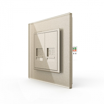 Розетка интернет двойная RJ-45 кат.6 Livolo, 1 пост, цвет шампань