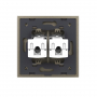 Розетка интернет двойная RJ-45 кат.6 Livolo, 1 пост, цвет шампань