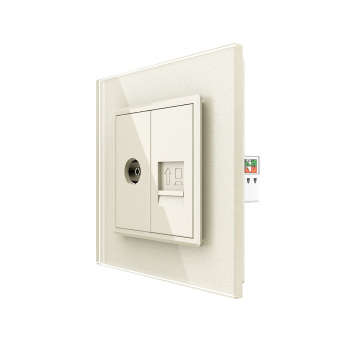 Розетка телевизионная и интернет RJ-45 кат.6 Livolo, 1 пост, цвет жемчужный