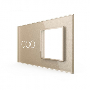 Панель для трехклавишного сенсорного выключателя и розетки Livolo, цвет шампань, стекло