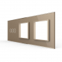 Панель для трехклавишного сенсорного выключателя и двух розеток Livolo, цвет золотой, стекло