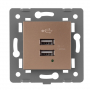 Розетка LivoloTouch 2USB с блоком питания 2.1А 5В для рамки Livolo, цвет золотой (механизм)