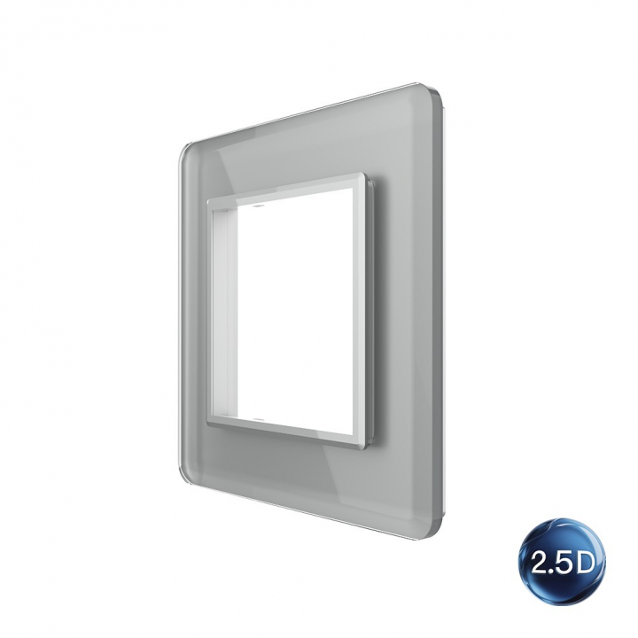 Рамка для розетки Livolo 1 пост, цвет серый, 2.5D стекло