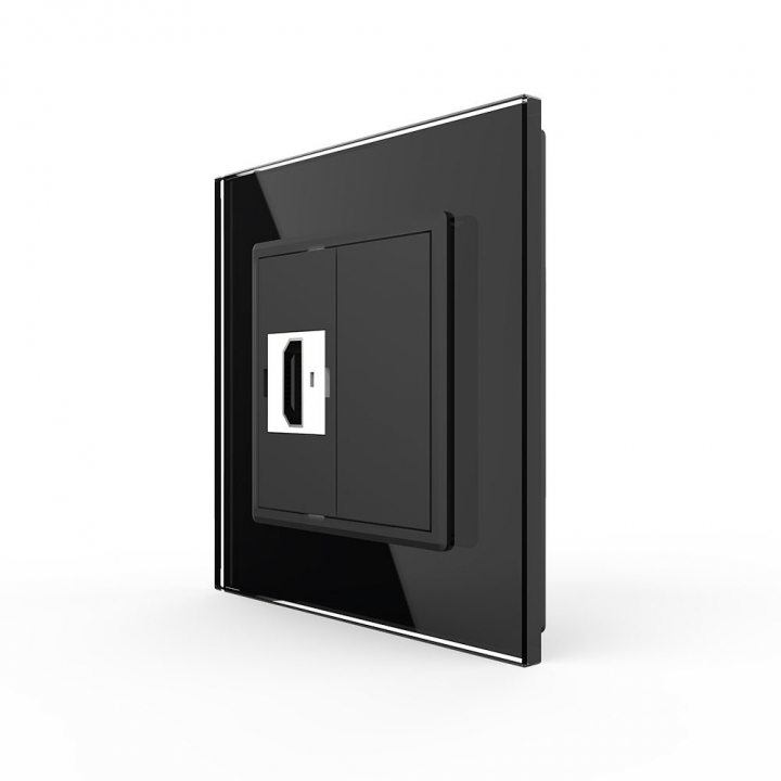 Розетка HDMI 2.0 одинарная Livolo, 1 пост, цвет черный